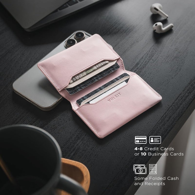 VULKIT Slim Minimalist Card Holder RFID Blocking Leather Credit Card Holder Front Pocket Wallet Magnetic Closure - Image 3